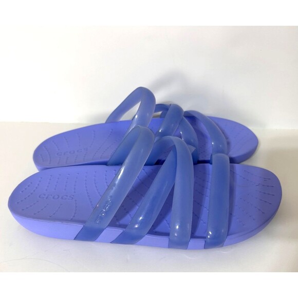 Crocs Women's size 7 Splash Glossy Strappy Sandal Moon Jelly Purple Lavender e - Picture 2 of 6